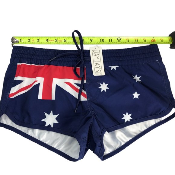 New NWT Swim JAYJAYS Shorts Cheeky Blue Red White Australian Aussie Flag Size S - Picture 7 of 11